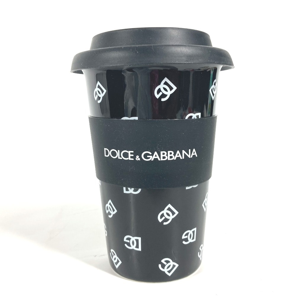 ドルガバ DOLCE&GABBANA ロゴ バイカラー コーヒーカップ コップ インテリア タンブラー 陶器 ブラック 未使用