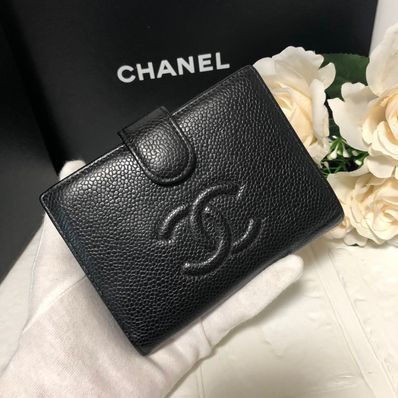 シャネル キャビアスキン ココマーク がま口財布 がま口折り財布 財布