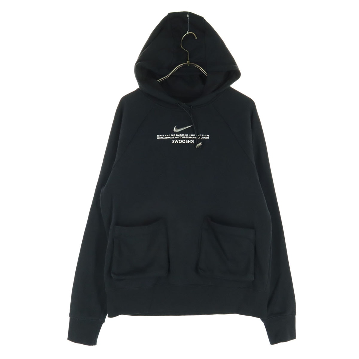 美品 NIKE ナイキ スウッシュ 長袖 パチポケット スウェットパーカー S ブラック