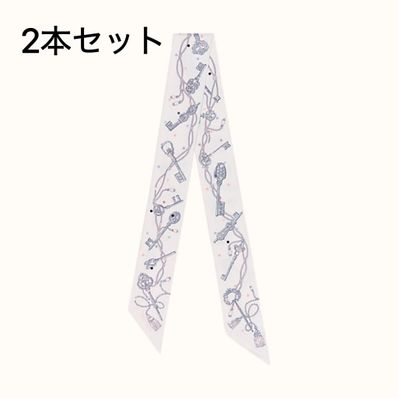 Hermes Les Cles a Pois Twilly "Blanc/Gris Acier/Multicolore"
