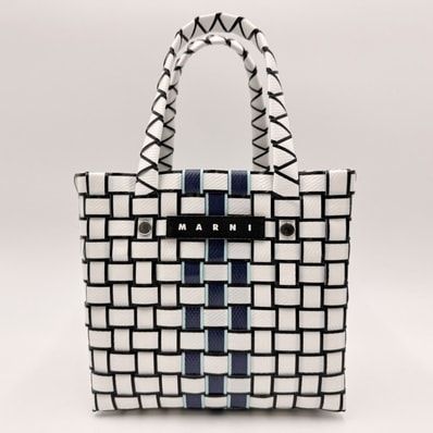 MARNI(マルニ)キッズ マイクロバスケットバッグ ハンドバッグ ホワイト×ブラック×ネイビー