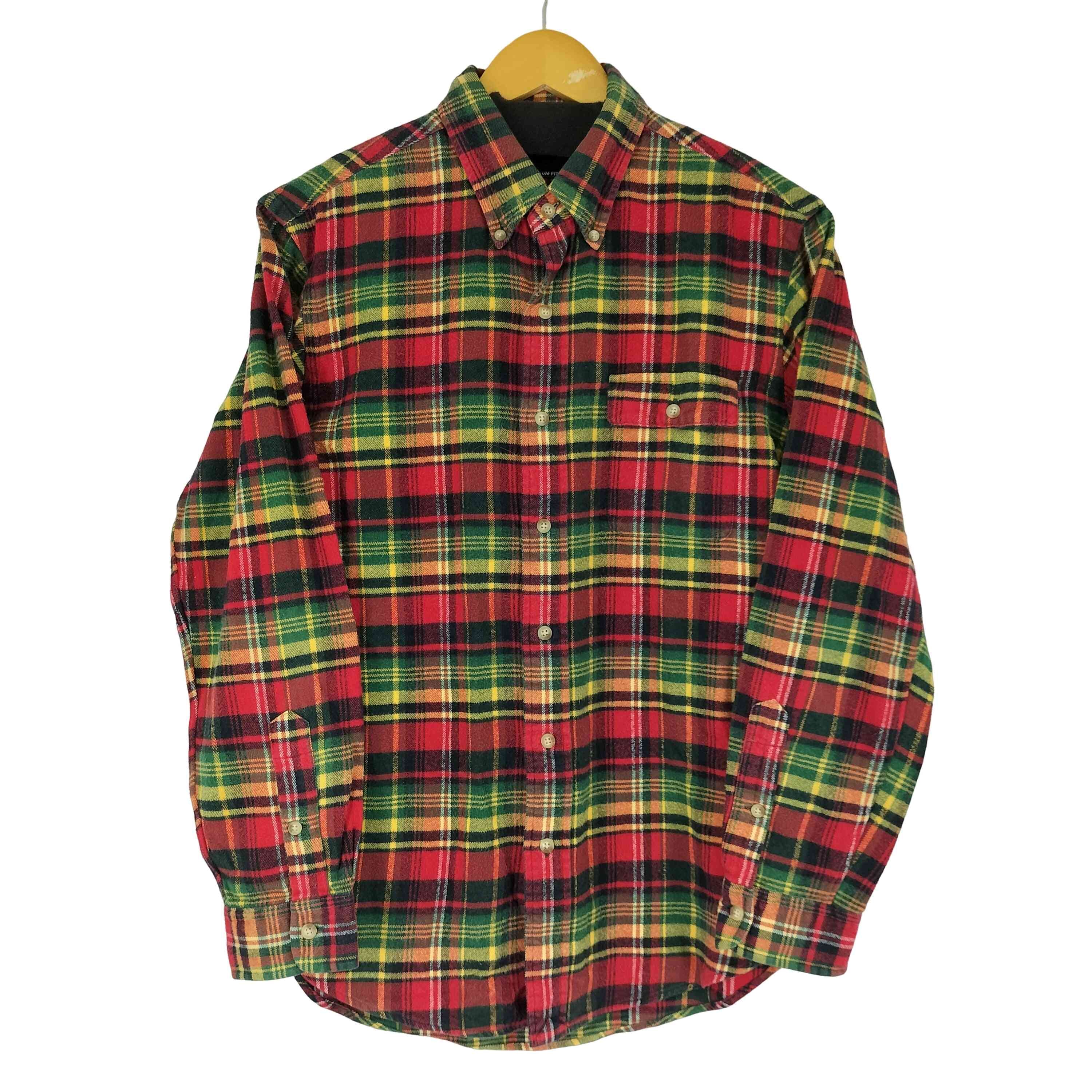 90S ボタンダウン チェック柄 フラップポケット L/S シャツ【1143554153590】
