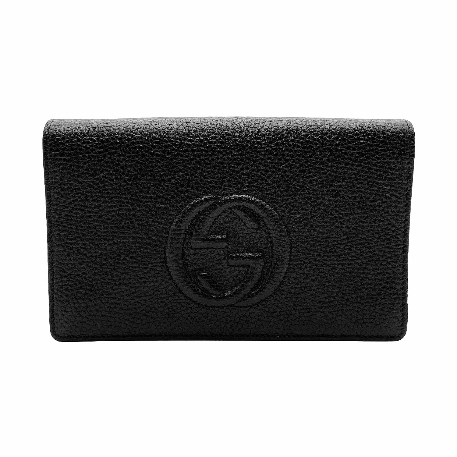 GUCCI グッチ ソーホー SOHO エンボス ショルダーバッグ
 チェーンウォレット インターロッキングG 598211 レザー ブラック レディース
 【中古】