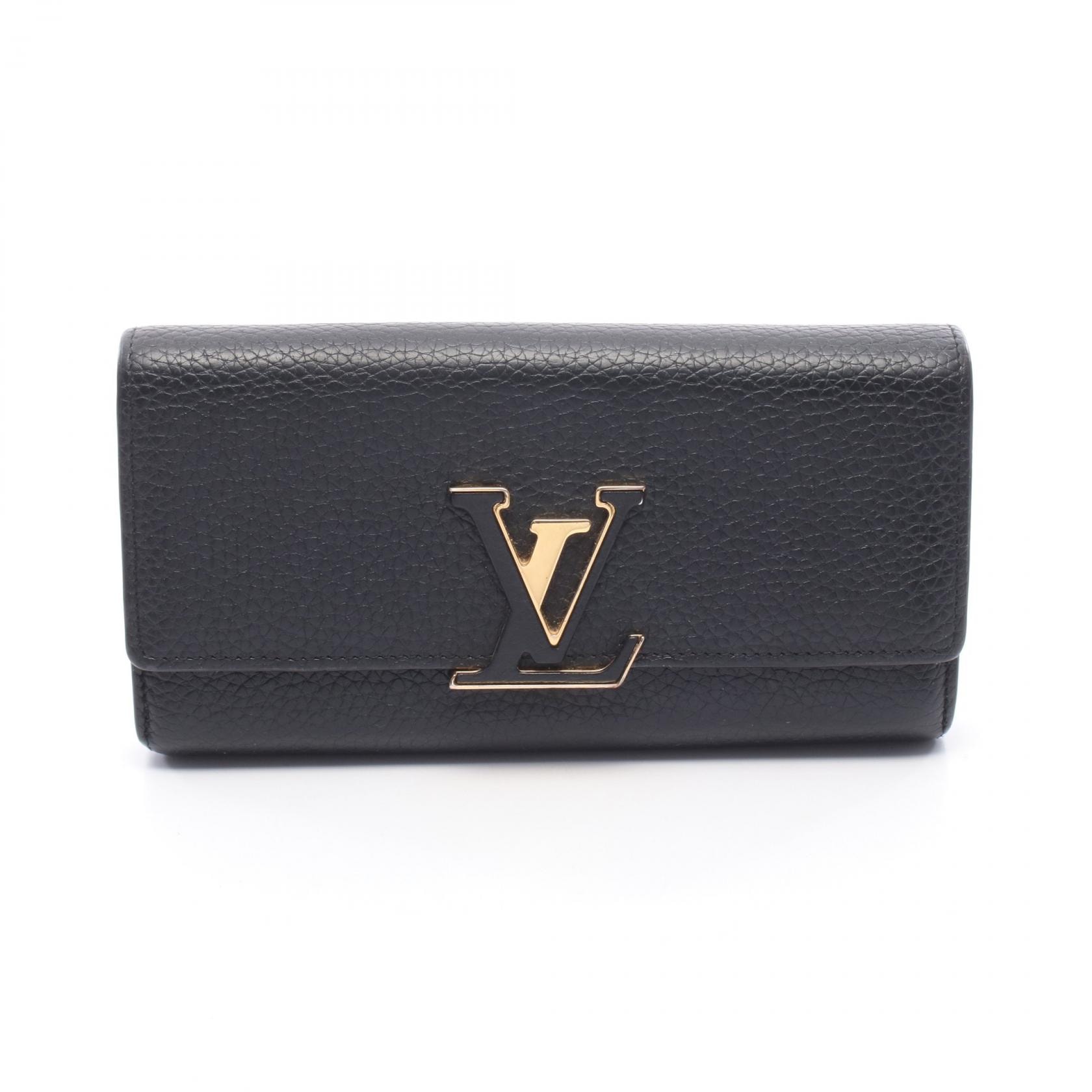 ルイ・ヴィトン LOUIS VUITTON ポルトフォイユ カプシーヌ トリヨン ノワール 二つ折り長財布 財布 レザー レディース ブラック系 M61248 【中古】