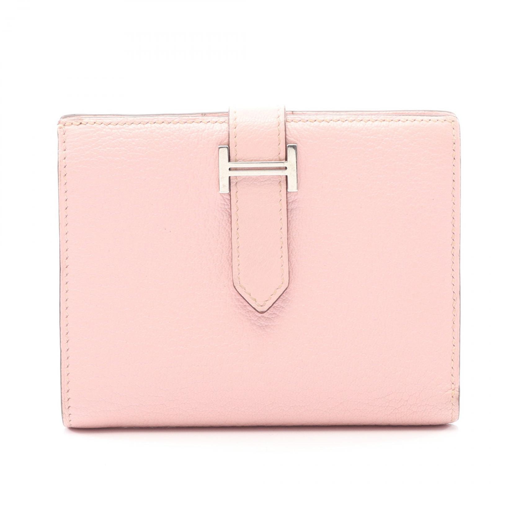 エルメス HERMES ベアンコンパクト 二つ折り財布 財布 レザー シェーブル シェーブル ローズサクラ D刻印(2019年製造) レディース ピンク系 【中古】