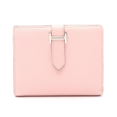 エルメス HERMES ベアンコンパクト 二つ折り財布 財布 レザー シェーブル シェーブル ローズサクラ D刻印(2019年製造) レディース ピンク系 【中古】