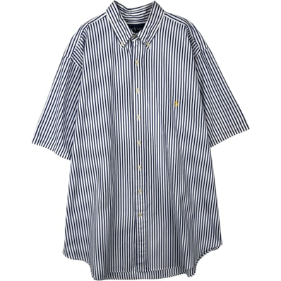 古着 ラルフローレン Ralph Lauren CLASSIC FIT 半袖 ボタンダウン ストライプシャツ メンズXL相当/rab182117