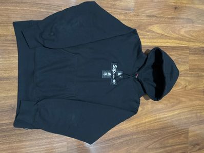 Supreme Cross Box Logo Hooded Sweatshirt "Black"