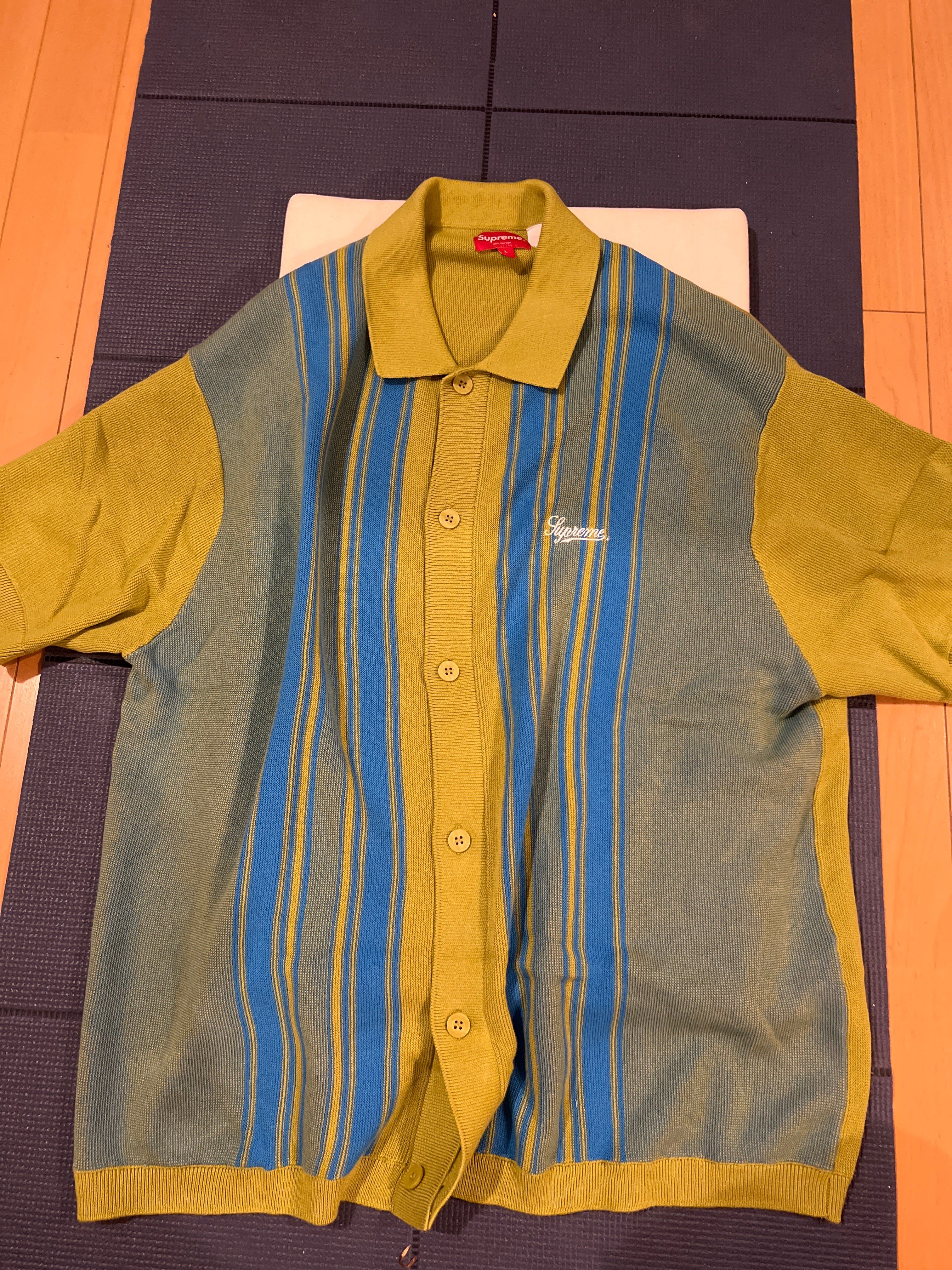 Supreme Stripe Button Up Polo "Dusty Lime"