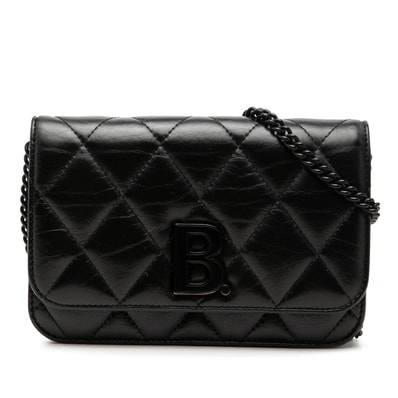 バレンシアガ ビードット 斜め掛け チェーンウォレット ショルダーバッグ 593615 ブラック レザー レディース BALENCIAGA 【中古】