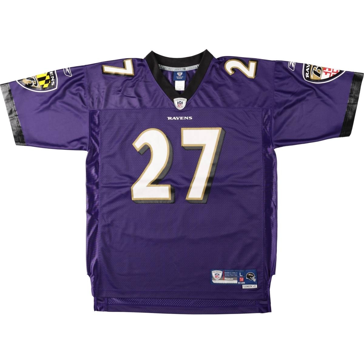 古着 リーボック Reebok ONFIELD NFL BALTIMORE RAVENS ボルチモアレイブンズ 五分袖 Vネック メッシュ ゲームシャツ フットボールシャツ メンズL相当/eaa662614