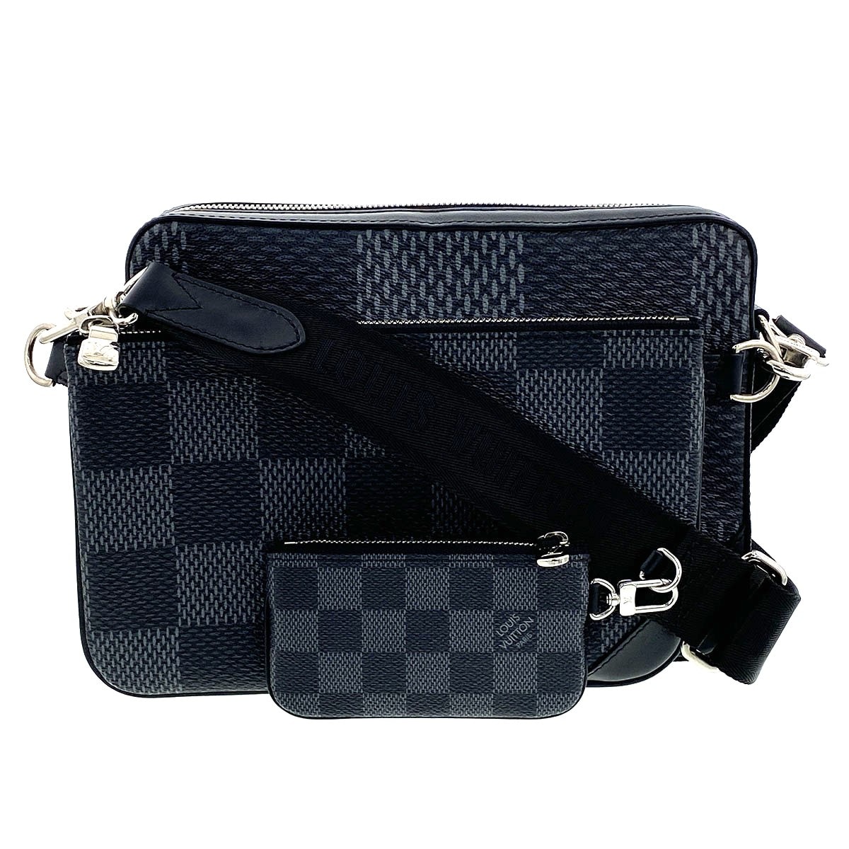 LOUIS VUITTON ルイ・ヴィトン ダミエ グラフィット 3D トリオ メッセンジャー ショルダーバッグ N50017 ダミエグラフィットキャンバス ブラック グレー  メンズ【中古】