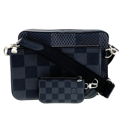 LOUIS VUITTON ルイ・ヴィトン ダミエ グラフィット 3D トリオ メッセンジャー ショルダーバッグ N50017 ダミエグラフィットキャンバス ブラック グレー メンズ【中古】