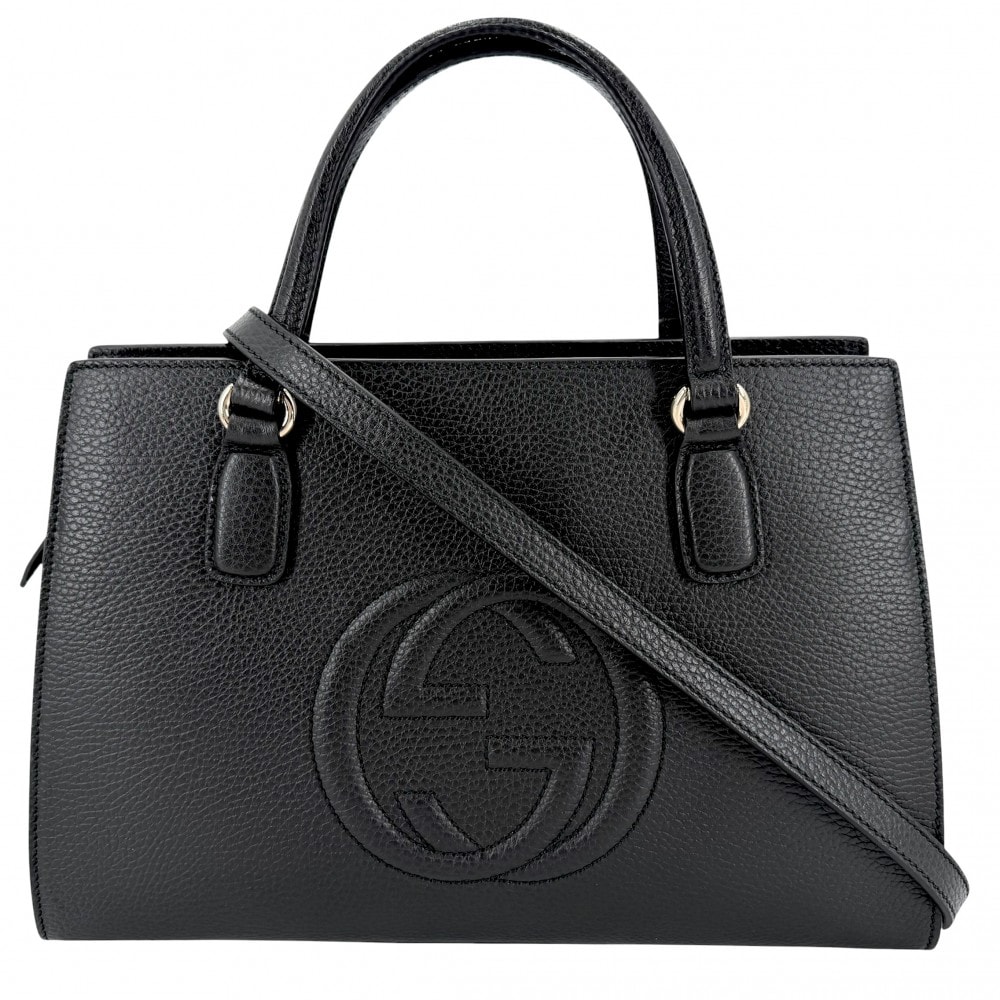 GUCCI グッチ 2WAY ハンドバッグ ショルダーバッグ ソーホー インターロッキングG 431571 レザー    ブラック 黒 ゴールド金具 レディース 美品【中古品】