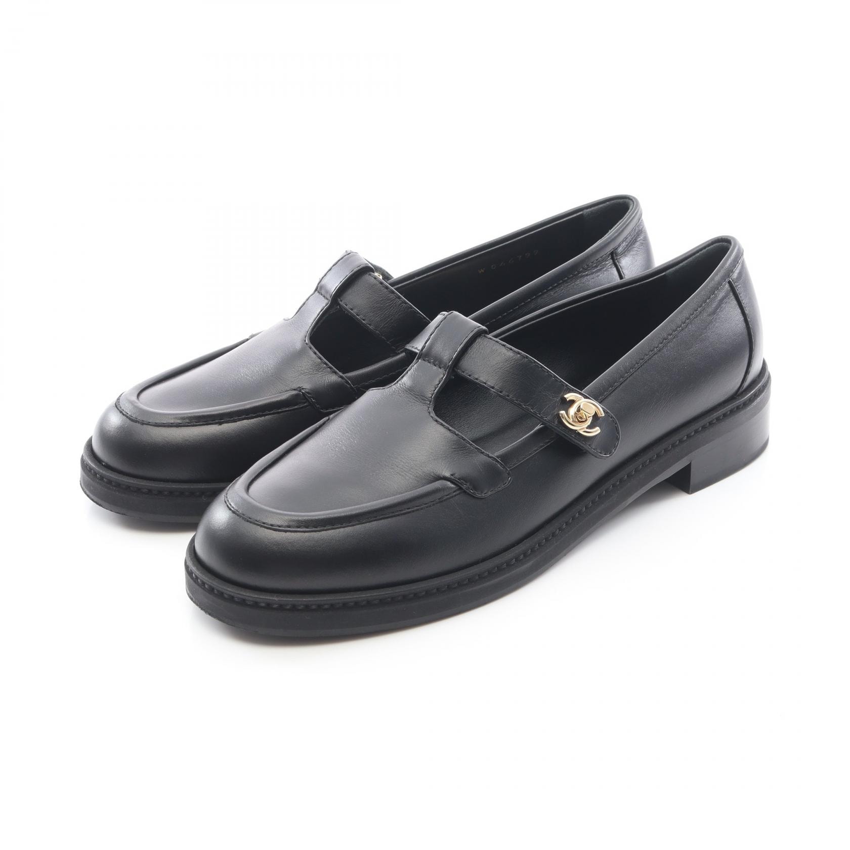 シャネル CHANEL ココマーク ターンロック ローファー 靴 レザー レディース ブラック系 G46799 【中古】