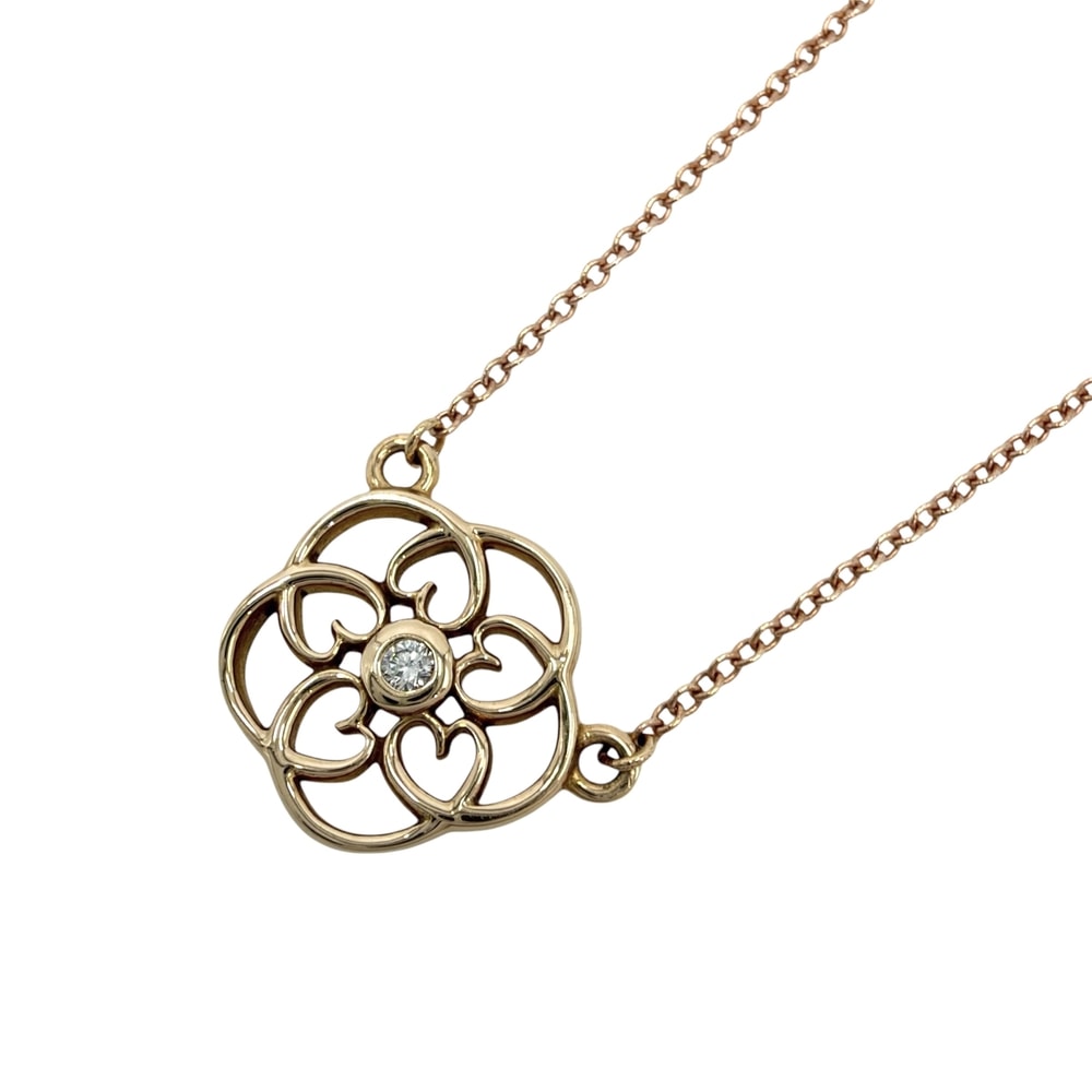 TIFFANY&Co. ティファニー ネックレス フラワーモチーフ ペンダント 18金PG 750 ジュエリー アクセサリー K18ピンクゴールド    レディース 約2.7g【中古品】