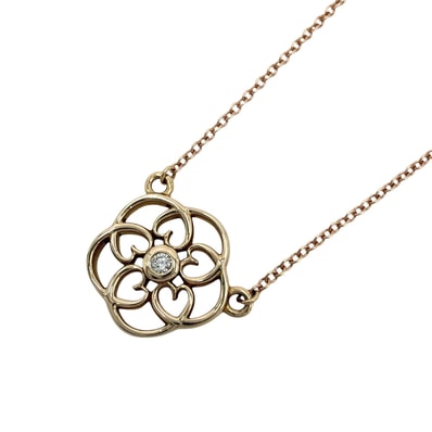 TIFFANY&Co. ティファニー ネックレス フラワーモチーフ ペンダント 18金PG 750 ジュエリー アクセサリー K18ピンクゴールド レディース 約2.7g【中古品】