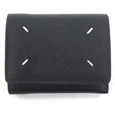 極美品 メゾンマルジェラ11 三つ折り財布 ブラック メンズ SA3UI0017