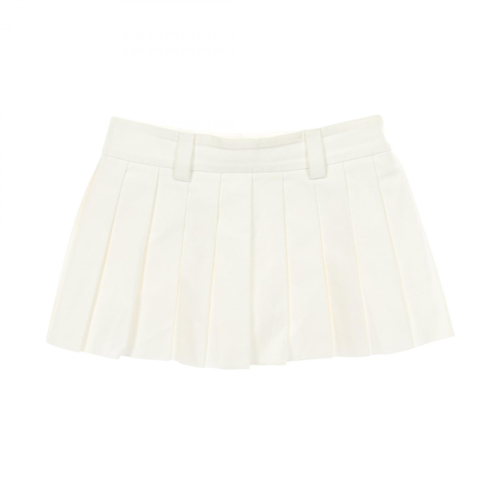 ミュウ ミュウ Miu Miu チノプリーツ ミニ スカート 衣料品 ボトムス コットン レディース ホワイト系 MG1807 10YP 【中古】