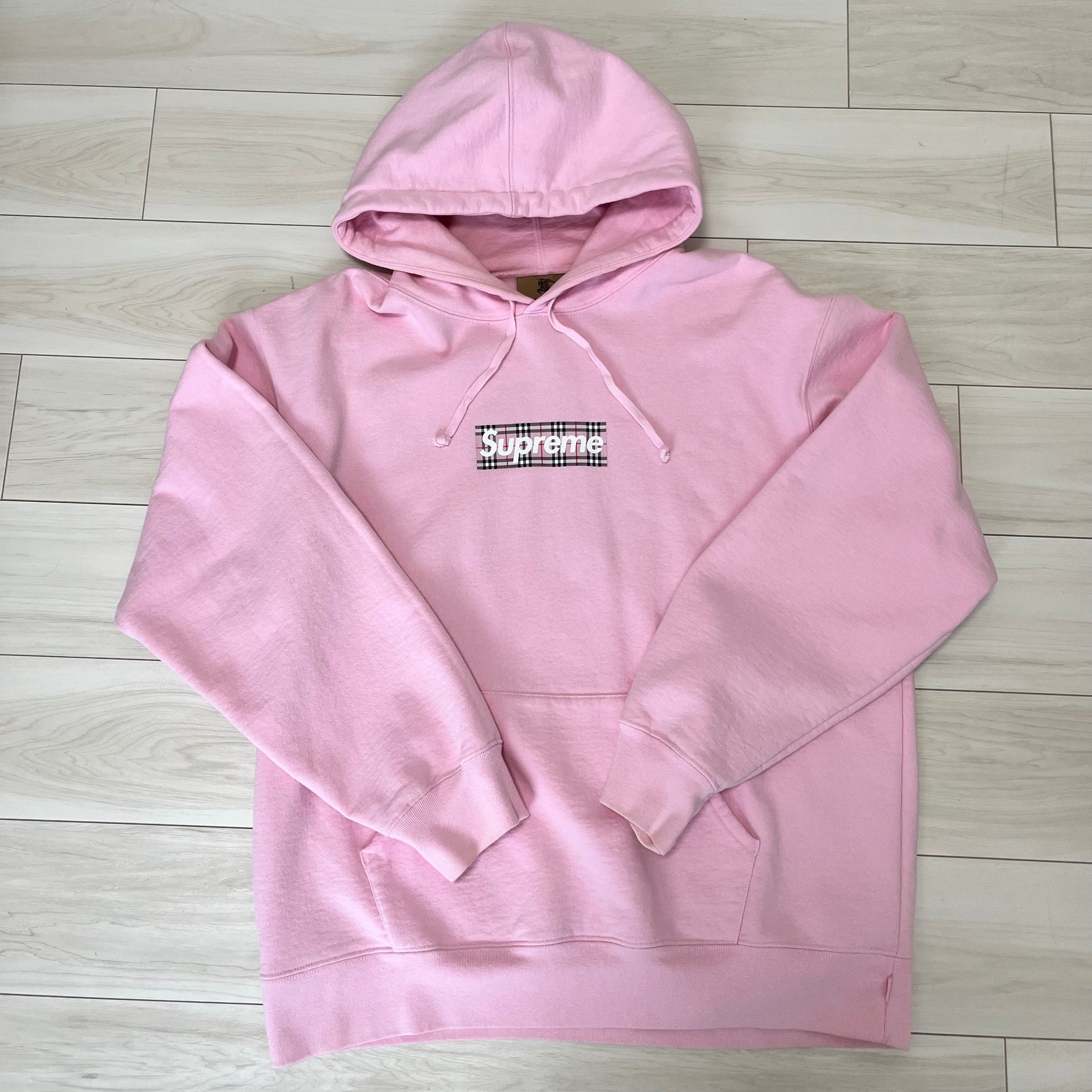 Supreme / Burberry Box Logo Hooded Sweatshirt "Pink"