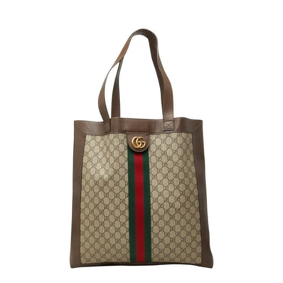 グッチ GGスプリーム オフィディア トートバッグ 519335 ベージュ ブラウン PVC レザー レディース GUCCI 中古