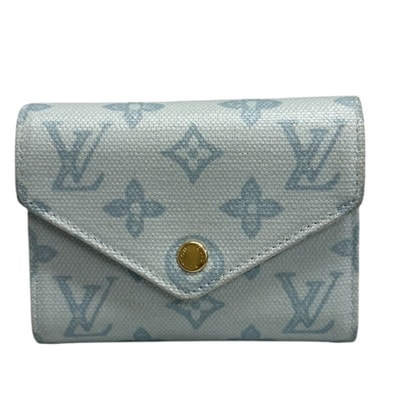 美品 LOUIS VUITTON ルイヴィトン モノグラム ブルー ゴールド金具 キャンバス レザー/ 三つ折り財布 S1-00111 【中古】