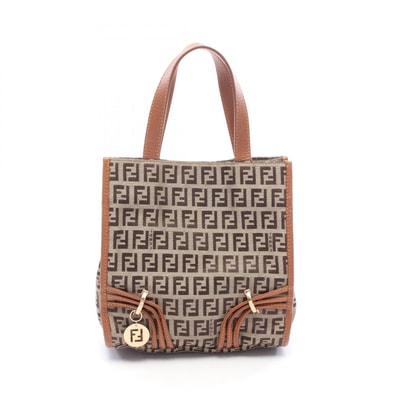 フェンディ FENDI ズッキーノ ハンドバッグ バッグ キャンバス レザー レディース ベージュ系 / ブラウン系 8BH170 【中古】
