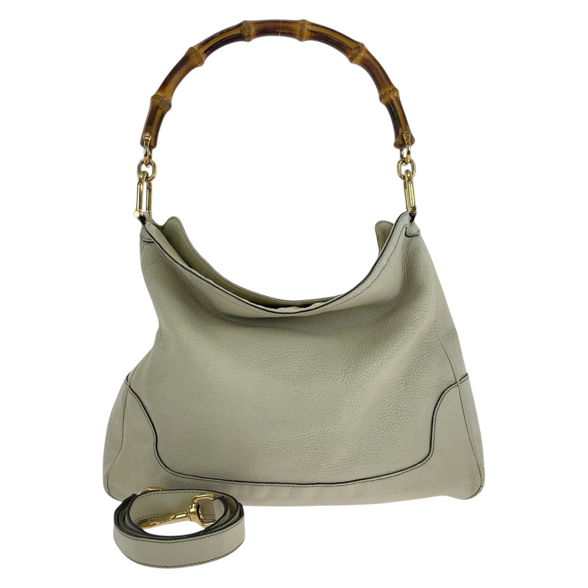 GUCCI グッチ バンブー アイボリー ゴールド金具 レザー ショルダーバッグ ハンドバッグ 2WAY 503347 【中古】