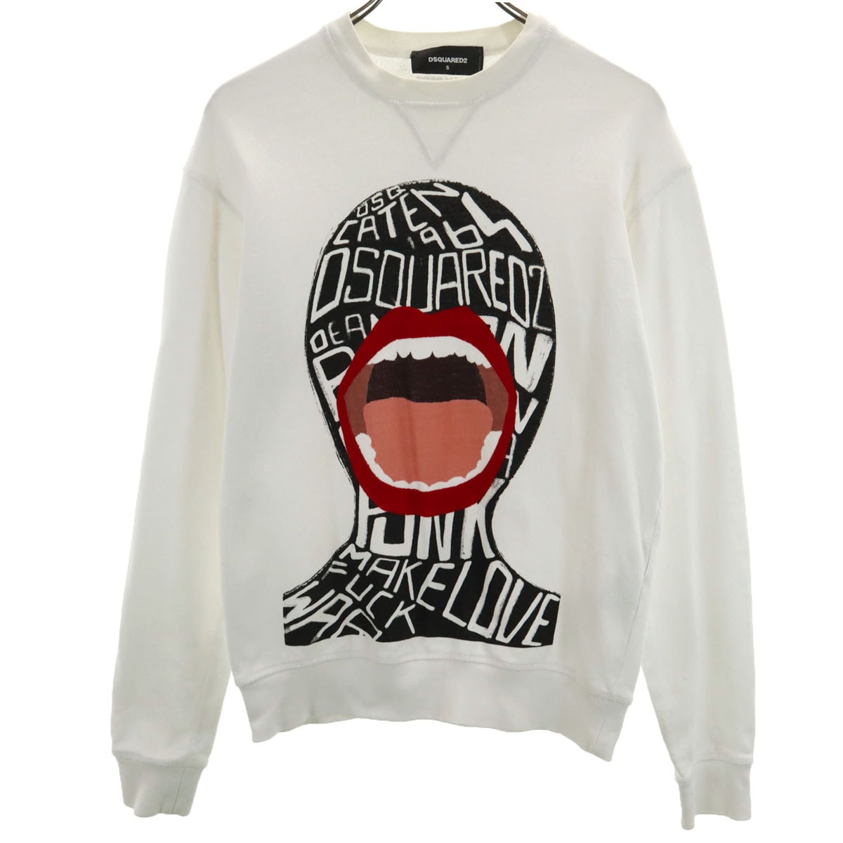 DSQUARED2 ディースクエアード ポルトガル製 スクリーミングマン 長袖 スウェット トレーナー S ホワイト