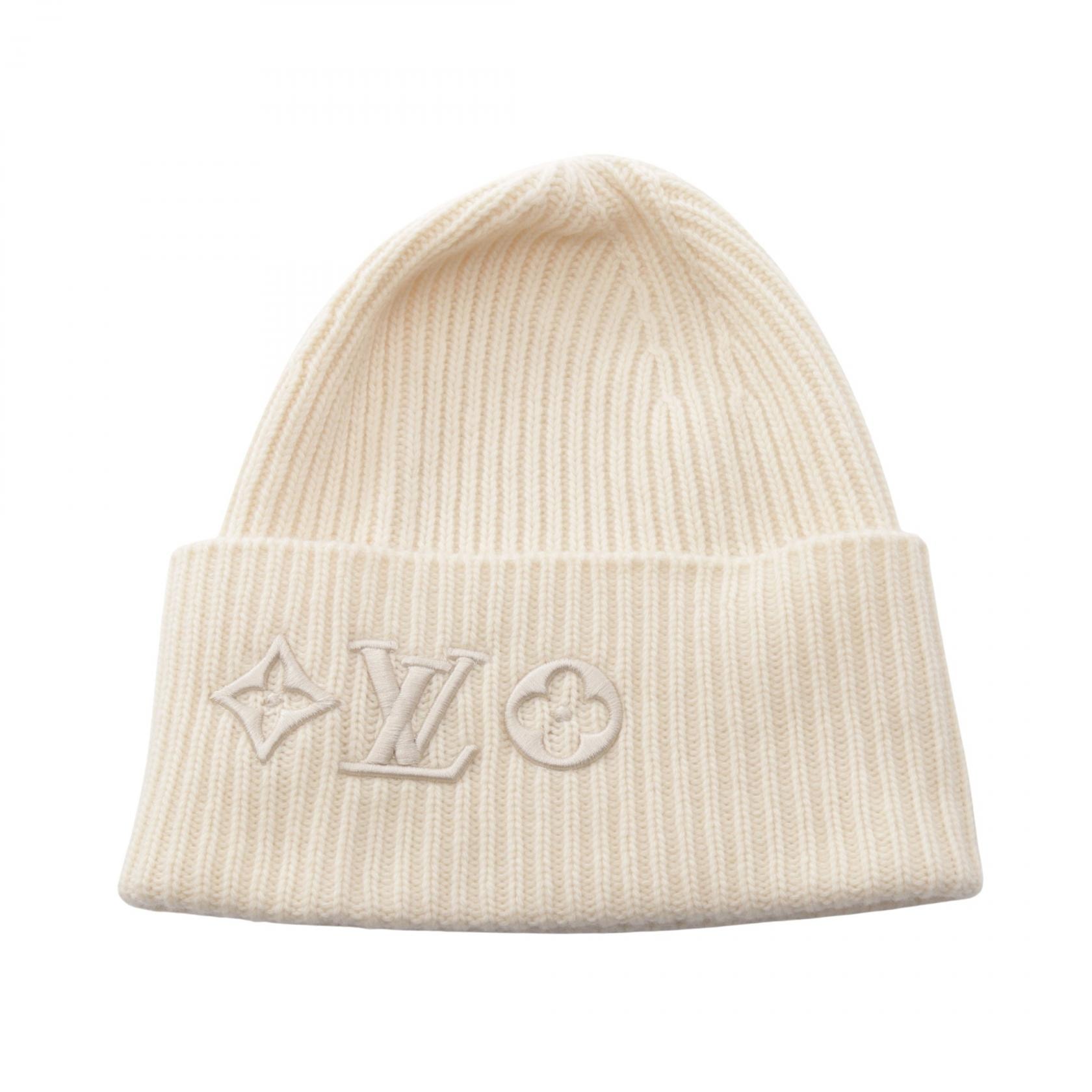 ルイ・ヴィトン LOUIS VUITTON LV ヘッドライン ブロン ニットキャップ ニットキャップ 帽子 ウール レディース ホワイト系 M77873 【中古】