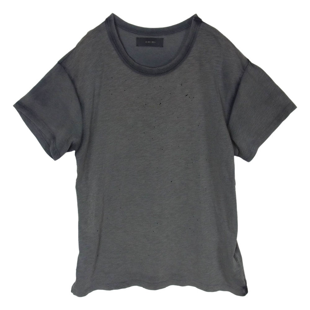 AMIRI アミリ ショットガン ダメージ加工 Tシャツ 半袖カットソー チャコール系 S【中古】