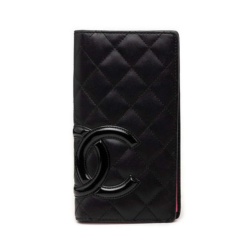 シャネル カンボンライン ココマーク 長財布 ブラック レザー レディース CHANEL 【中古】