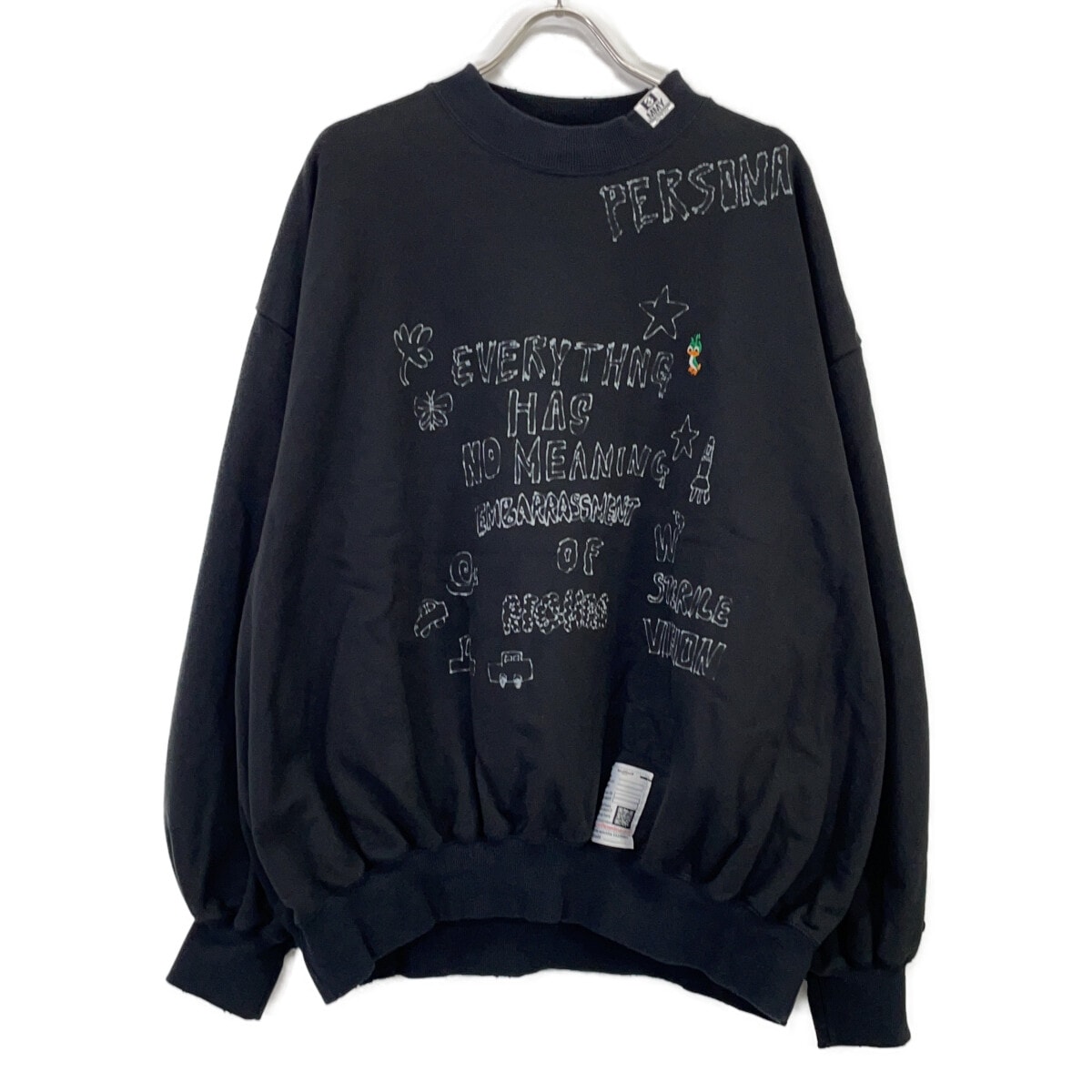 メゾンミハラヤスヒロ 25SS K14PO742 ブラック コットン GRAFFITI PRINTED PULLOVER/グラフィティプリント スウェットプルオーバー 36