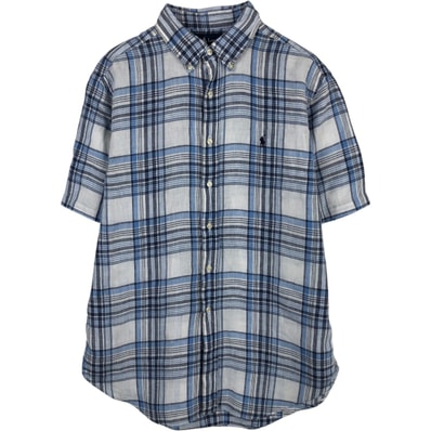 古着 ラルフローレン Ralph Lauren CLASSIC FIT クラシックフィット 半袖 リネン ボタンダウンシャツ メンズL相当/eaa649208