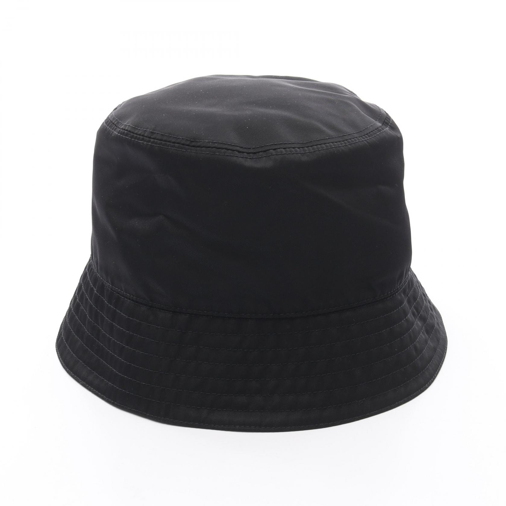 プラダ PRADA Re-Nylon バケット ハット 帽子 ナイロン コットン メンズ レディース ブラック系 【中古】