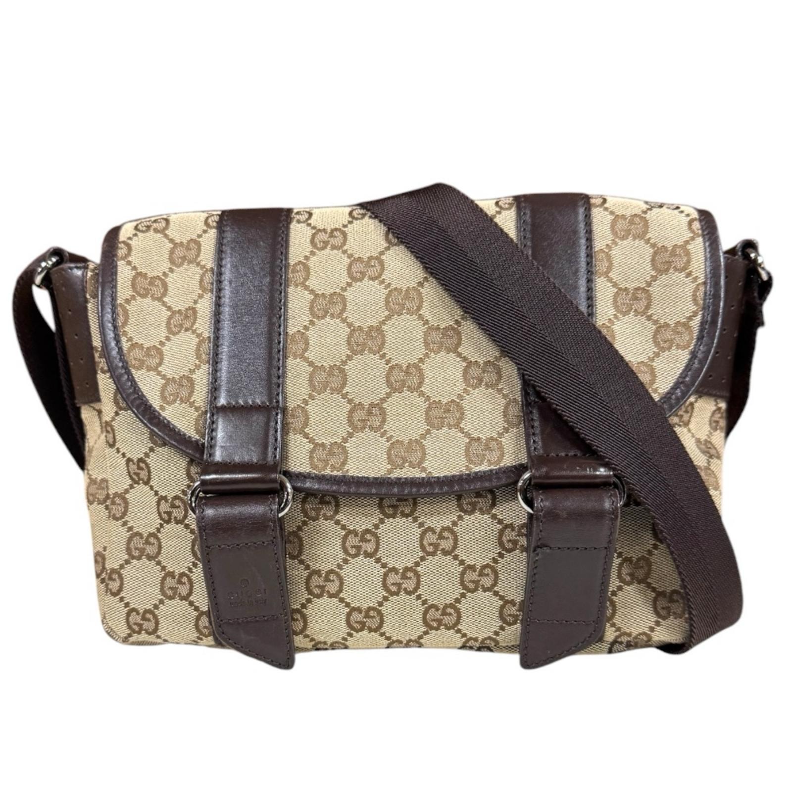 グッチ GGキャンバス ショルダーバッグ GGキャンバス 145858 ブラウン レディース GUCCI  中古