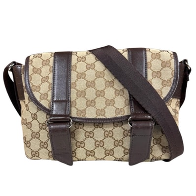グッチ GGキャンバス ショルダーバッグ GGキャンバス 145858 ブラウン レディース GUCCI 中古
