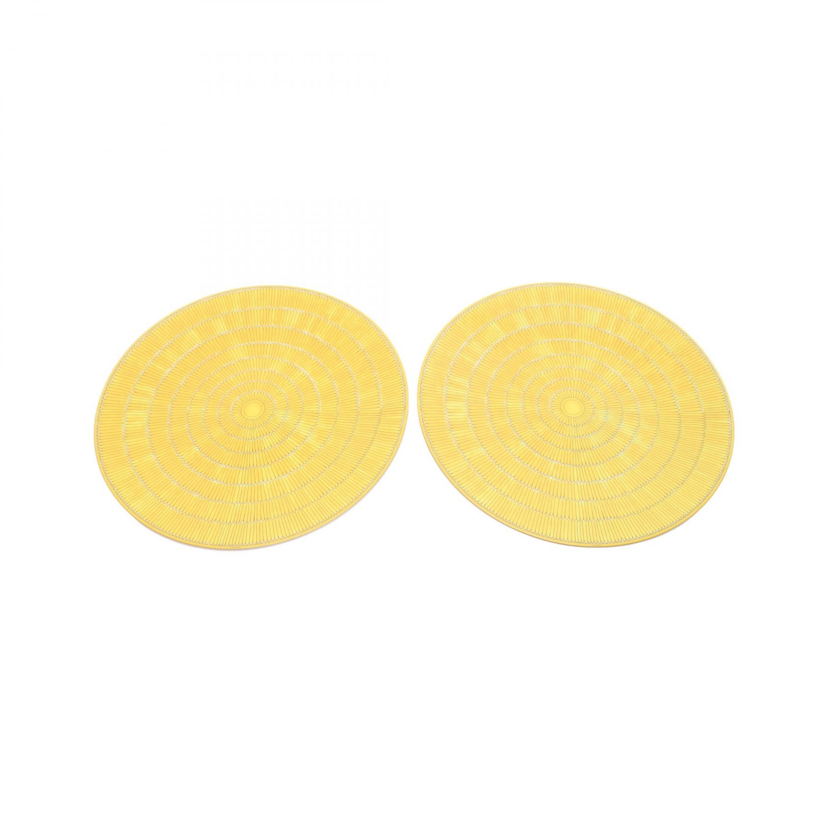 エルメス HERMES ソレイユドゥエルメス サービングプレート 食器 アクセサリー 陶器 ホワイト メンズ レディース イエロー系 / ホワイト系 / グレー系 【中古】