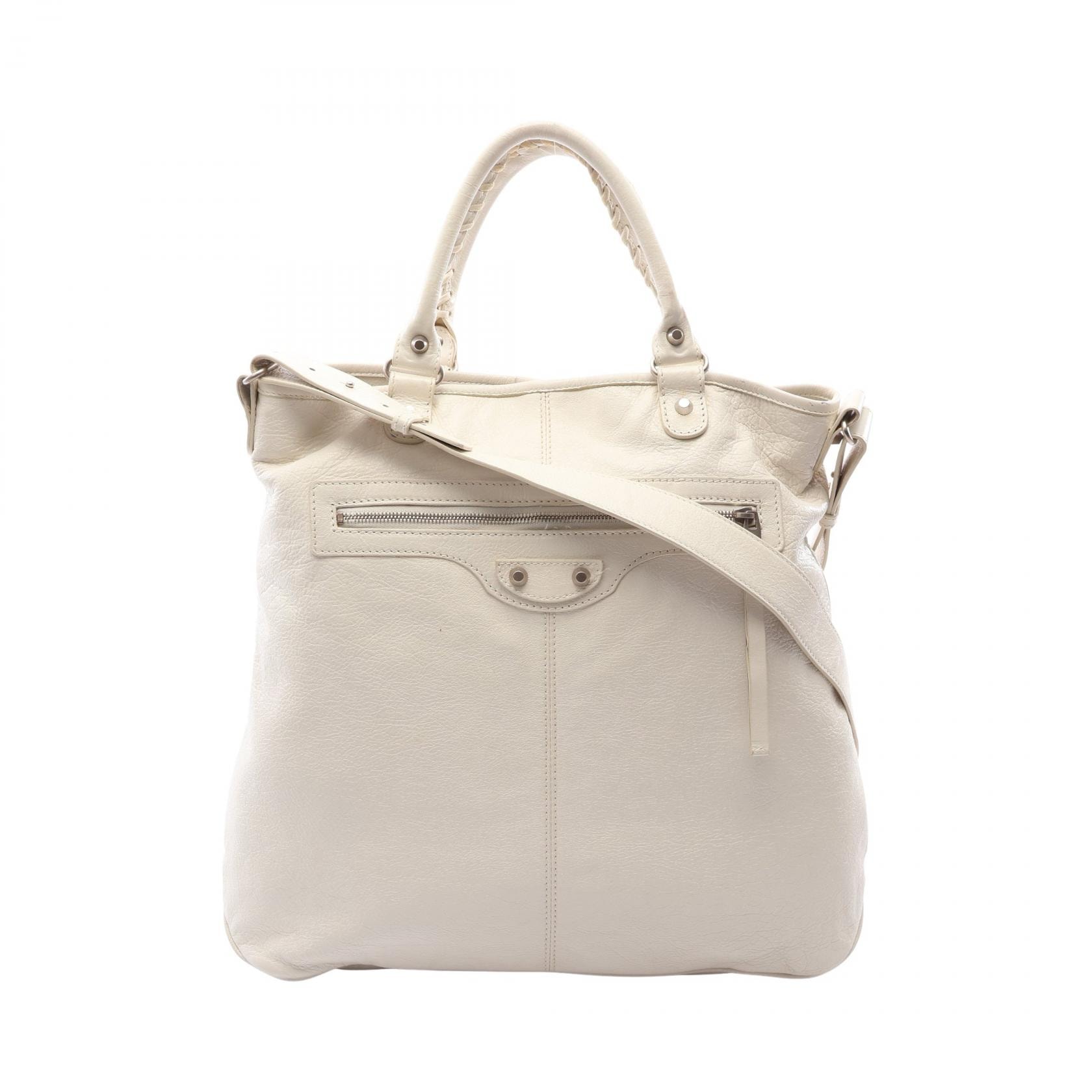 バレンシアガ BALENCIAGA スマート 2WAY トートバッグ バッグ レザー レディース ホワイト系 340133 【中古】