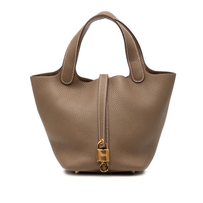 エルメス ピコタンロックPM ハンドバッグ ブラウン ゴールド金具 トリヨンクレマンス レディース HERMES 【中古】