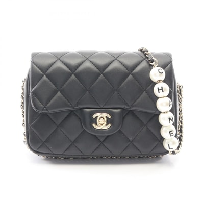 シャネル CHANEL マトラッセ スモールフラップ ショルダーバッグ バッグ ラムスキン(羊革) レディース ブラック系 AS1436 【中古】