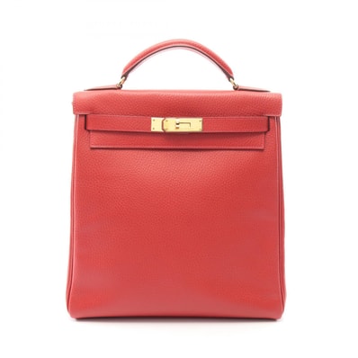 エルメス HERMES ケリーアドGM ヴァーミリオン 内縫い リュックサック バックパック バッグ レザー アルデンヌ ヴァーミリオン □I刻印(2005年製造) レディース レッド系 【中古】