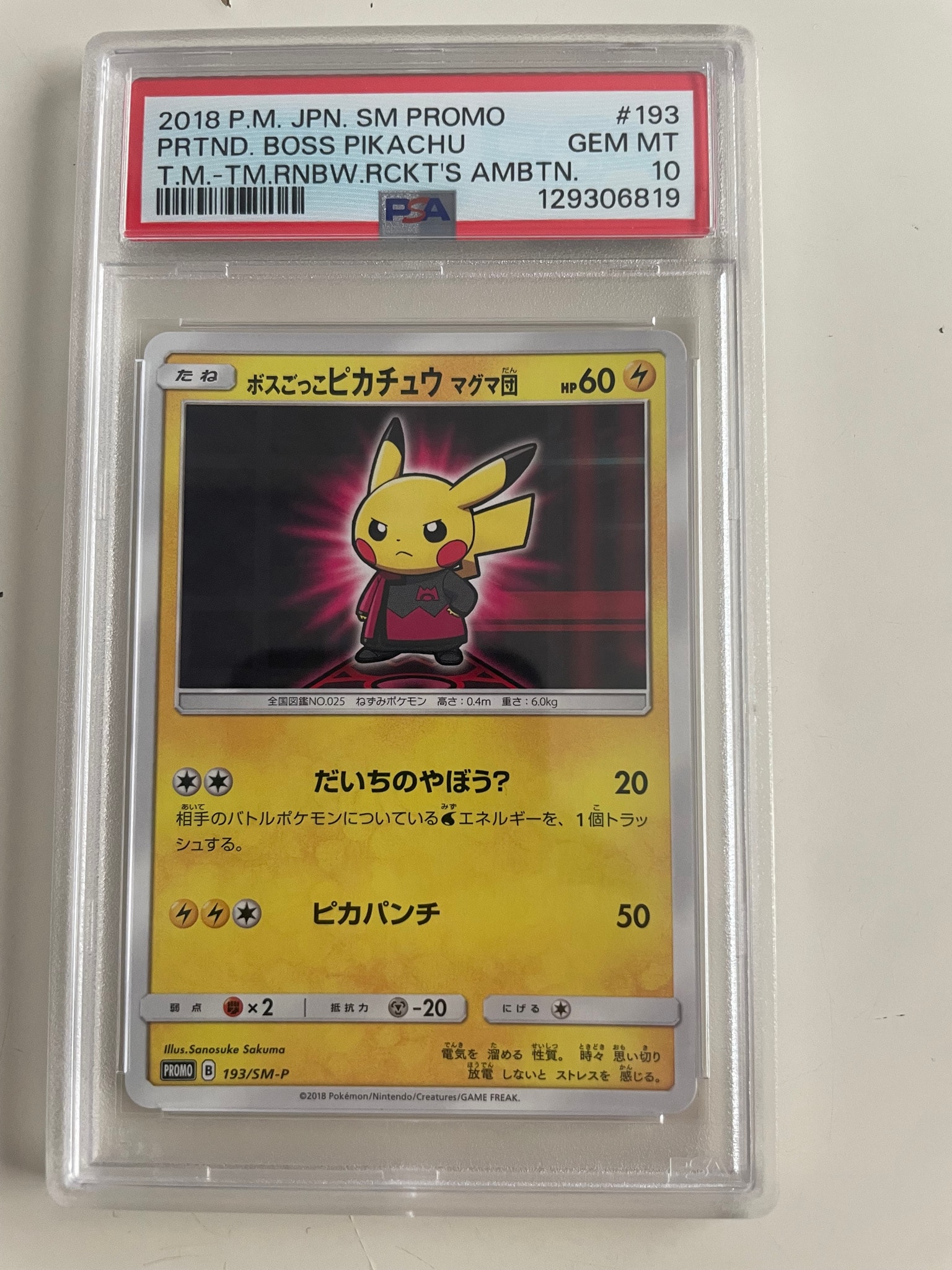 ボスごっこピカチュウ マグマ団: プロモ[SM-P 193](プロモーションカード「SM-P」)