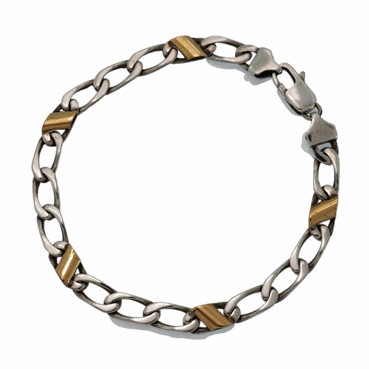 【6jdb0059-k】ティファニー ブレスレット フィガロ K18YG イエローゴールド シルバー925【中古】レディース