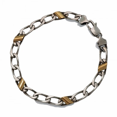 【6jdb0059-k】ティファニー ブレスレット フィガロ K18YG イエローゴールド シルバー925【中古】レディース