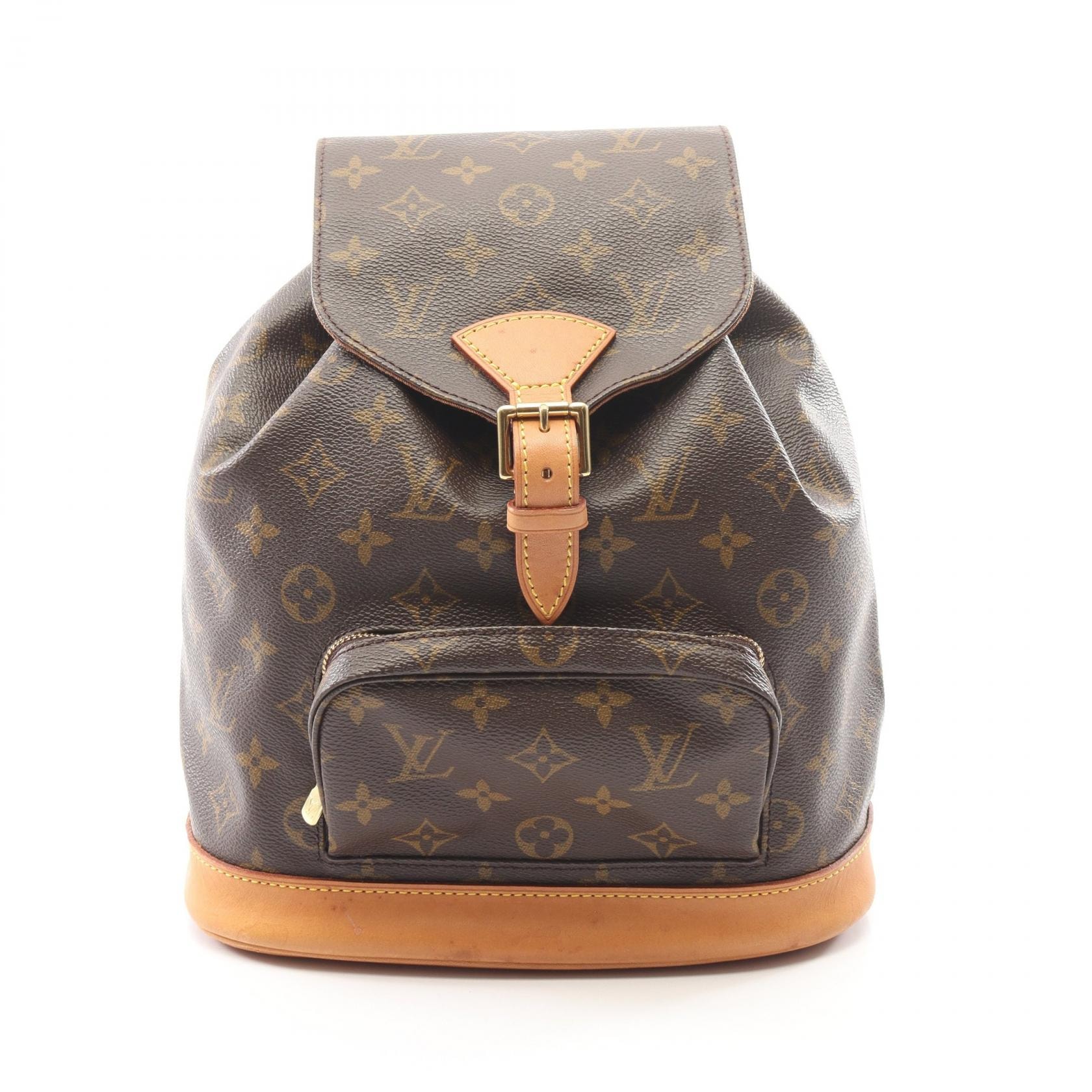 ルイ・ヴィトン LOUIS VUITTON モンスリMM モノグラム リュックサック バックパック バッグ PVCコーティングキャンバス レザー レディース ブラウン系 M51136 【中古】