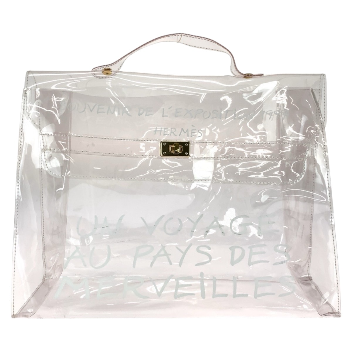 美品 HERMES エルメス ビニールケリー クリア ゴールド金具 ビニール ハンドバッグ 505335 【中古】