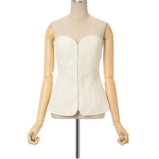 新品 Mame Kurogouchi マメクロゴウチ 23AW 日本製 Floral Quilted Silk Bustier フローラルキルティングシルクビスチェ MM23PF-SH721 2 ECRU ジレ ベスト 定価106,700円 トップス