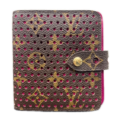 LOUIS VUITTON 希少 展示品級 美品 ルイヴィトン コンパクトジップ モノグラムペルフォ フューシャ 二つ折り財布 M95188 PVC レザー MI0026 デッドストック ヴィンテージ LV SAランク 中古 鑑定済
