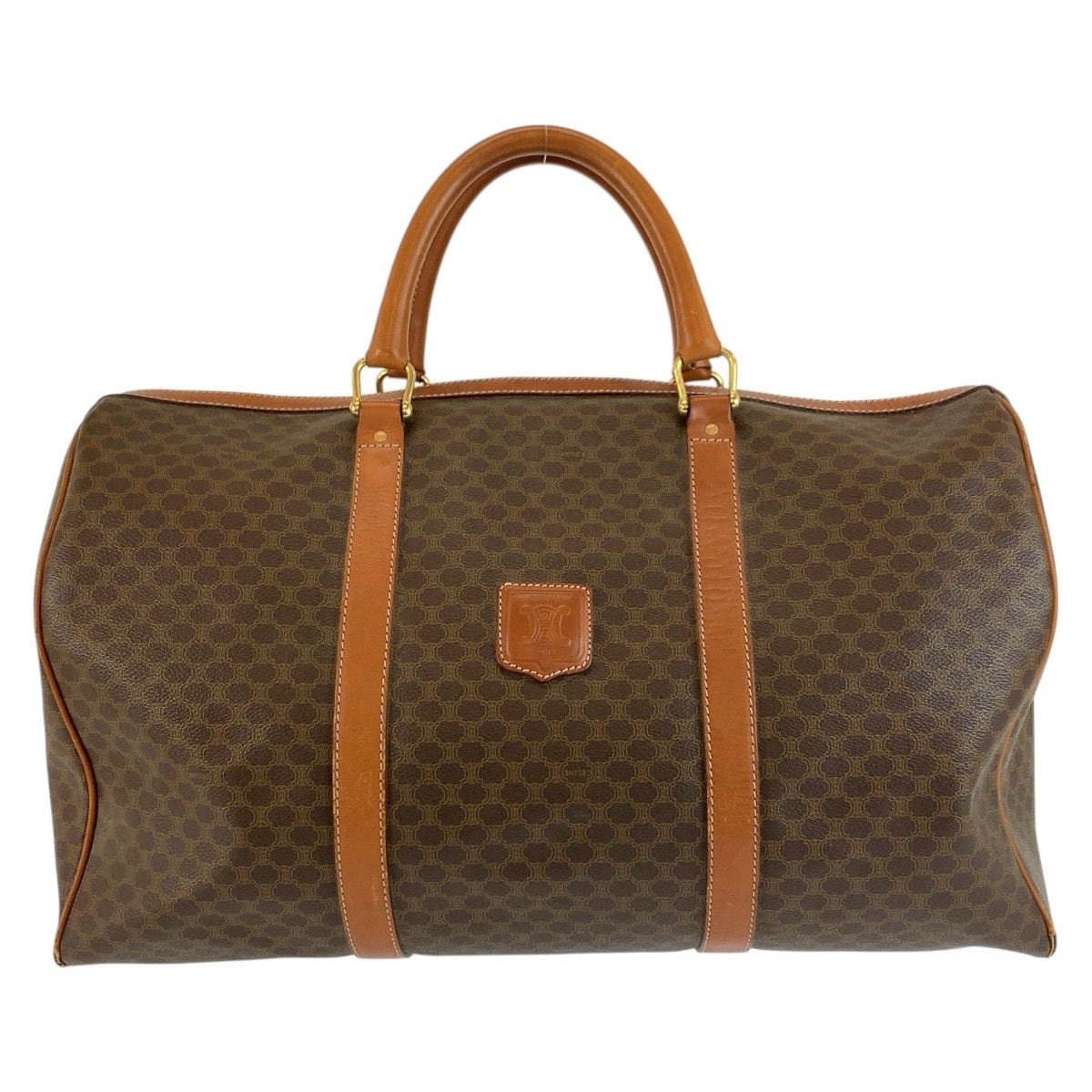 CELINE セリーヌ ヴィンテージ マカダム ブラウン ゴールド金具 PVC レザー/ ボストンバッグ ハンドバッグ 604676 【中古】